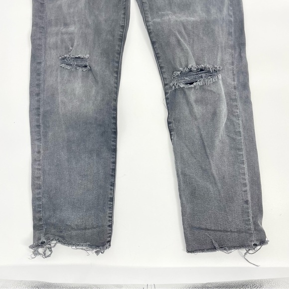 HUDSON Kass High Rise & Straight Fit Jeans Raw Hem Faded Black‎ Distressed 25 - Picture 4 of 15